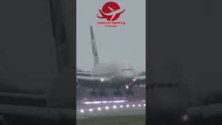 AIRBUS A380 CRAB LANDING Etihad Fights Storm [upl. by Reiko]