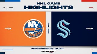 NHL Highlights  Islanders vs Kraken  November 16 2024 [upl. by Sachs]