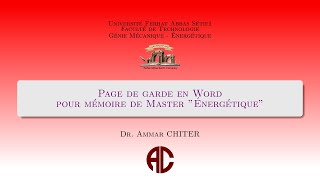 Page de Garde en Word pour Master Génie Mécanique Énergétique [upl. by Lawler106]