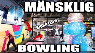 MÄNSKLIG BOWLING SJUKA FLIPS PÅ TRAMPOLINPARK [upl. by Ailemak]