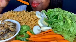 ASMR Jollof Rice Veggies Fried Fish Boiled Egg  Eating Sounds Mukbang  Eat With Asa [upl. by Taryn542]