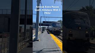 Amtrak Extra Passes South Attleboro With 3 P42s railfanning rare train amtrak [upl. by Katie988]