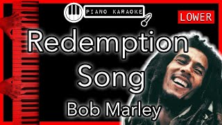 Redemption Song LOWER 3  Bob Marley  Piano Karaoke Instrumental [upl. by Idnek]