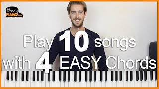 Play 10 EASY Songs with 4 Chords on Piano [upl. by Mikkanen]