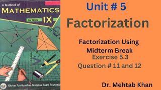 Factorization Exercise 5 3 Question 11 and 12 factorization [upl. by Einhapets475]