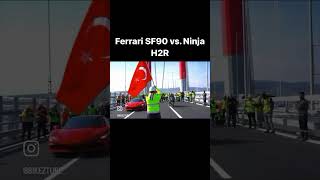 Ferrari SF90 vs Kawasaki Ninja H2R Race [upl. by Ainahtan]