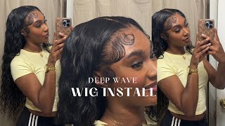 HOW TO  13x6 DEEP WAVE WIG  WIG INSTALL  USUCHBEAUTY [upl. by Loris]