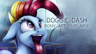 Doggie Dash My Little Pony Art Timelapse [upl. by Idyak]