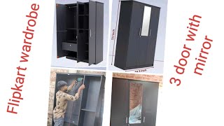 Unboxing amp Installation Flipkart Homes 3 Door Wardrobe  Finish colourchocolate mirror Included [upl. by Naitsirt820]