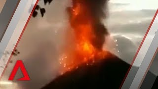 Indonesia’s Mount Anak Krakatoa volcano erupts [upl. by Ovida]