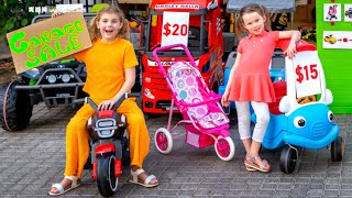 Vania Mania Kids Teach How to Sell Old Cars at Garage Sale to Buy a New Bike [upl. by Michigan]