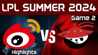 WBG vs AL Highlights Game 2 LPL Summer 2024 Weibo Gaming vs Anyones Legend by Onivia [upl. by Ayirp]