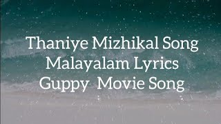 Thaniye Mizhikal song Malayalam lyrics guppymoviesong malayalamsonglyrics trendingsongs tovino [upl. by Eniretac]