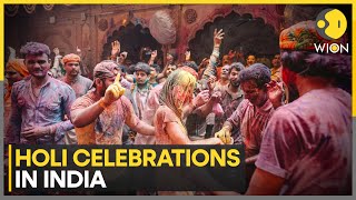 2024 Holi Celebrations Colourful Holi festivities across India  WION News [upl. by Anirdnaxela]