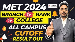 MET 2024 Branch vs Rank vs College 🥳  Manipal Cutoff 2024  MET 2024 Result  Manipal 2024MET 2024 [upl. by Irahcaz444]