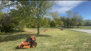 36in Scag VRide in action doing a little bit of mulching and cutting grass [upl. by Shinberg]