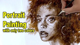 Acrylic Paint Wet in Wet  How to paint a portrait  Afro girl [upl. by Leahcim]