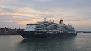 Spirit of Adventure sailing out of Portsmouth at dusk [upl. by Wolgast]