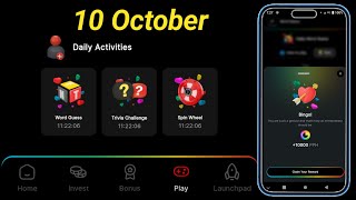 Blove Dapp Daily Activity Today  Word guess code amp Trivia challenge answer  10th October [upl. by Markman836]