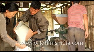 Rice mill for hulling or husking lal chaval in Bhutan [upl. by Fidole]