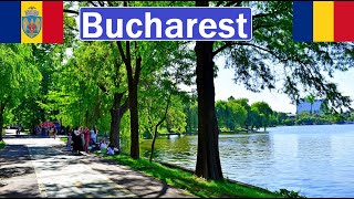 Romania Bucharest walking tour in city parks 2024 4K [upl. by Zenda214]