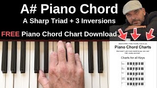 A Piano Chord  A Sharp Major  Inversions Tutorial  FREE Chord Chart [upl. by Orme]