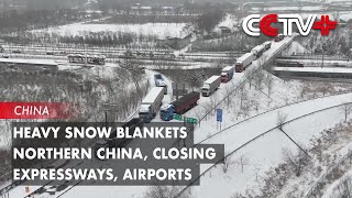 Heavy Snow Blankets Northern China Closing Expressways Airports [upl. by Ainoz]