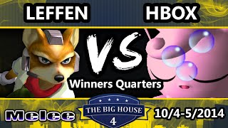 The Big House 4  Leffen Fox Vs Hungrybox Jigglypuff  Winners Quarters  SSBM [upl. by Ettessil]