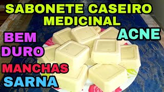 SABONETE CASEIRO EM BARRA BEM DURO MEDICINAL PRA ACNE MANCHAS SARNA [upl. by Etsirk]