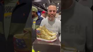 Donald Trump launches 400 gold sneakers at Sneaker Con in Philadelphia [upl. by Odama]