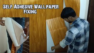 Self Adhesive Wallpaper for Wall  Wooden wallpaper installation  How To Stick Wallpaper On Wall [upl. by Anastasie]