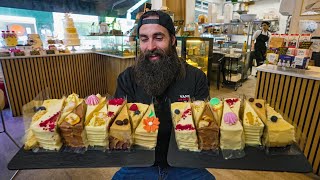 TRYING TO BREAK THE SLICE RECORD AT LONDONS FAMOUS UNLIMITED CAKE SHOP  BeardMeatsFood [upl. by Meeharb]