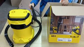 Odkurzacz warsztatowy Karcher WD3 unboxing test praktyczny [upl. by Eldrida]