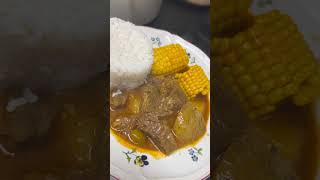 Stew beef white rice puertorican style beach love foryou food foodie mom [upl. by Aryas]