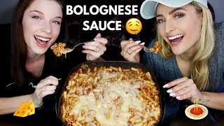 CHEESY BOLOGNESE PASTA Recipe amp Mukbang [upl. by Eiresed]