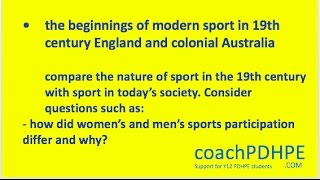 HSC PDHPE Option 2 the beginnings of modern sport in 19th century England and colonial Australia Q3 [upl. by Downe753]