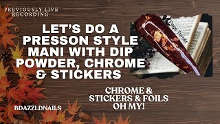 Easy Glam Fall Dip Powder Nails  Lift Your Spirit Dips amp Sticker Art with Chrome [upl. by Penthea]