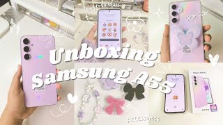 Unboxing Samsung Galaxy A55 5G Awesome Lilac  Accessories [upl. by Yanarp925]