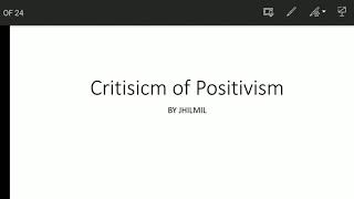 Criticism of Positivism [upl. by Aigroeg]