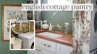 english cottage style laundry room  pantry reveal  extreme before amp after [upl. by Aicitel430]