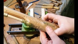 Kentucky flintlock pistol build Pt14 carving the gunstock around the entry pipe [upl. by Tomkiel122]