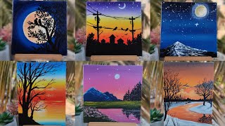 6 easy acrylic paintings  6 paintings for beginners [upl. by Koehler]