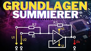 Summierverstärker einfach erklärt mit Beispiel  Grundlagen Operationsverstärker OPV6 [upl. by Petey]