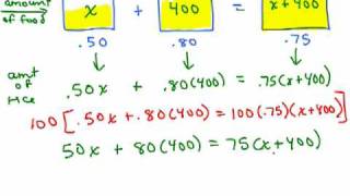 Percent Mixture Problem 1 [upl. by Gurtner682]