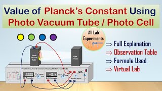 Plancks Constant  Experiment  Photo Cell  Photo Vacuum Tube  Photoelectric Effect [upl. by Freiman]