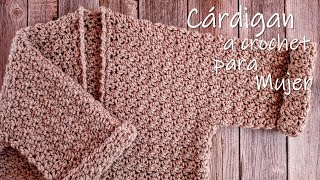 Cárdigan a crochet para mujer ¡TÉJELO EN UNA PIEZA ¡paso a paso [upl. by Nnywg]