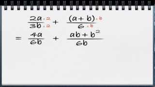 Algebra video 12  Addisjon og subtraksjon av brøker med tall og variabler [upl. by Etnaud]