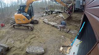 Case CX75 building stone retaining wall timelapse [upl. by Krause313]