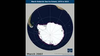 March Antarctic Sea Ice Extent 1979 to 2023 [upl. by Ehtiaf36]