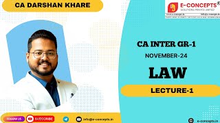 CA Inter LAW GR1 CA Darshan Khare [upl. by Kerin]